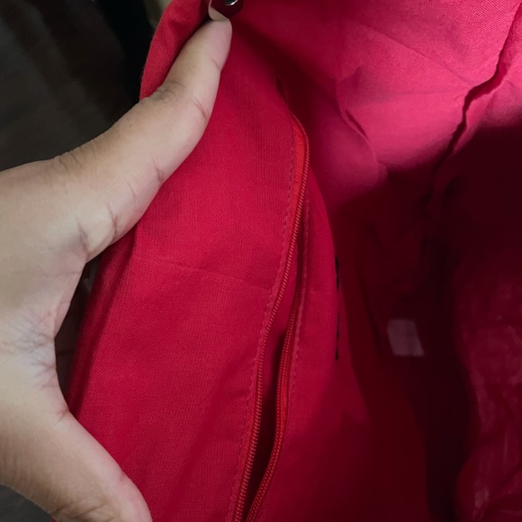 Boho Red Cotton Enbroidered Bag with Coin Detailing - Picture 5 of 6